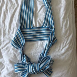 Blue and White Striped Tie Shirt